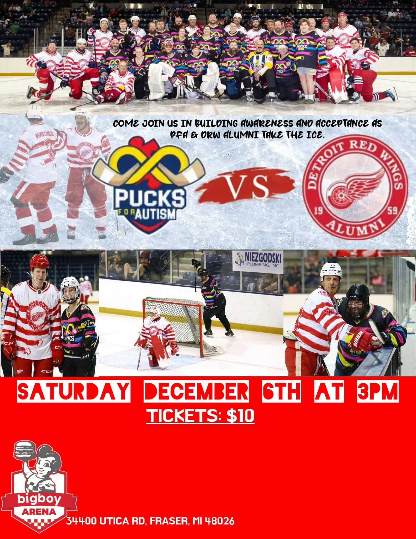 Pucks for Autism vs Detroit Redwings Alumni